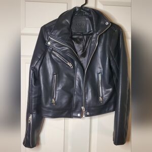 Blank NYC Midnight Black faux Leather Jacket w/ Zippers Sz S Perfect Condition